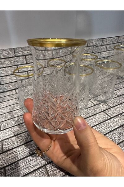 Paşabahçe 12 Parça Gold Çay Takımı 6 Adet Bardak 6 Adet Tabak