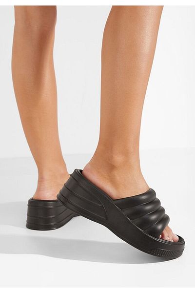 B T Shoes Black Etana platform slippers