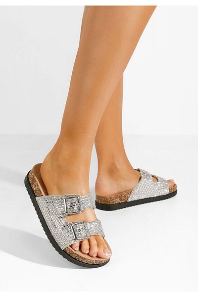 B T Shoes Papuci fara toc Amarissa argintii