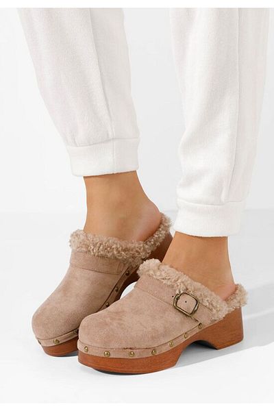 B T Shoes Saboti cu toc Mieko kaki
