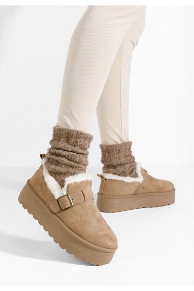 B T Shoes Saboti dama cu platforma Sheree kaki