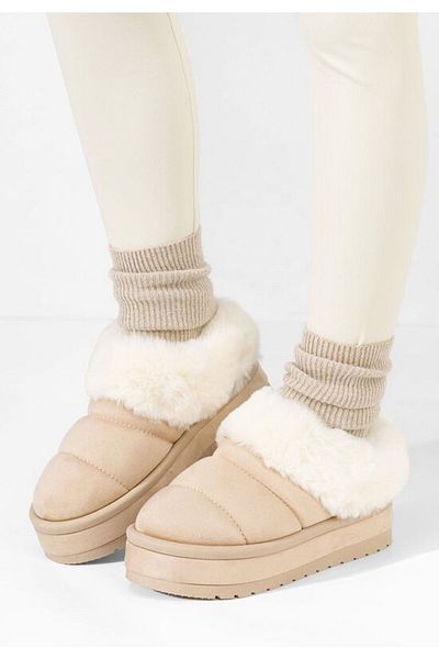 B T Shoes Dierra V4 beige platform slippers