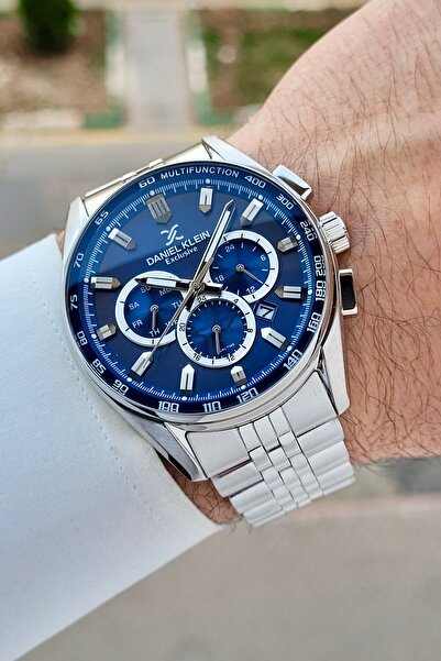 Daniel Klein Kadranı Lacivert Kordonu Gümüş Renk Göstergeleri Aktif Erkek Kol...