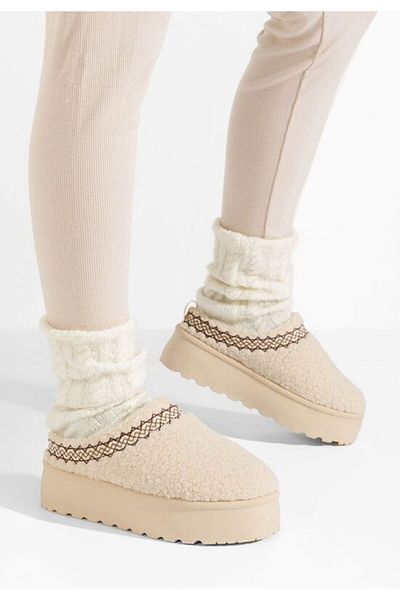 B T Shoes Aronna beige platform slippers