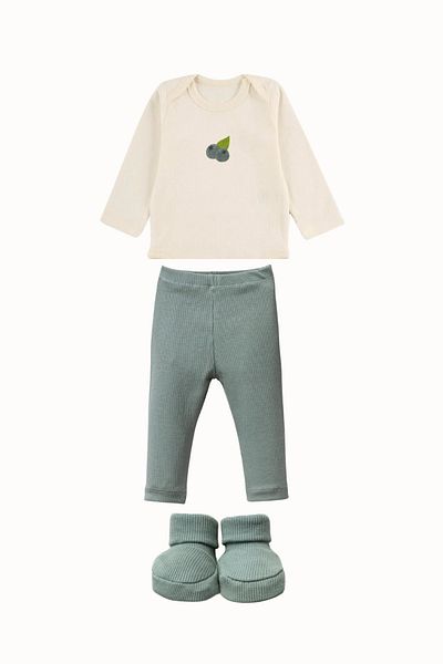 Polpuf Blueberry Patterned 0-1 Year Old Set of 3