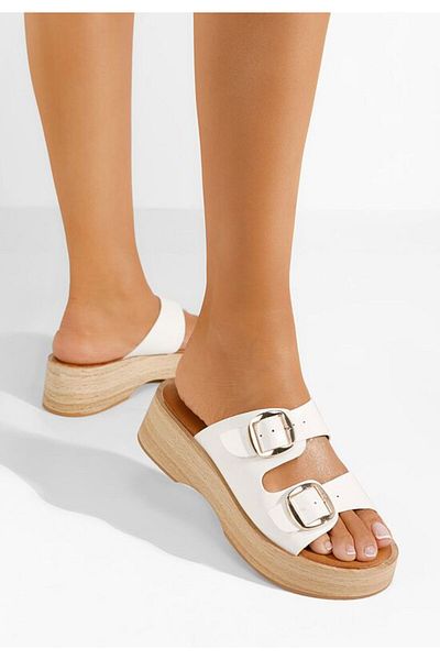 B T Shoes Papuci cu platformă Liama albi