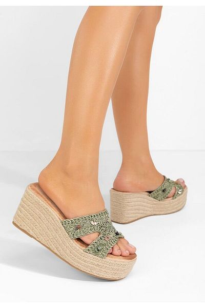 B T Shoes Green Laurine platform slippers