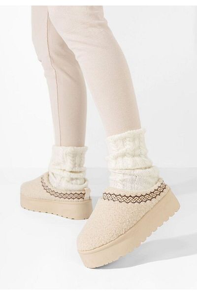 B T Shoes Aronna beige platform slippers