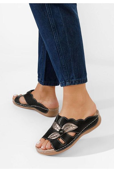 B T Shoes Yanda black orthopedic slippers