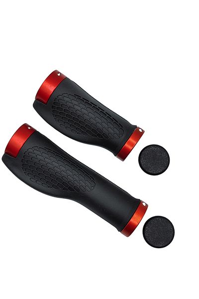 Choice Red 1Short 1Long Bicycle Grips MTB Bike Handbar Grips Rubber Non-slip Bilateral Lock Cycling Bmx Han