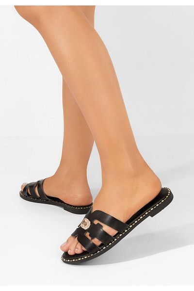 B T Shoes Natalya black flat slippers