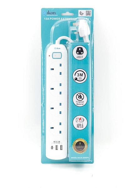 İkon Ikon 4 Way Extension With 2 Usb C With 5 Meter Cable Ik-205spu