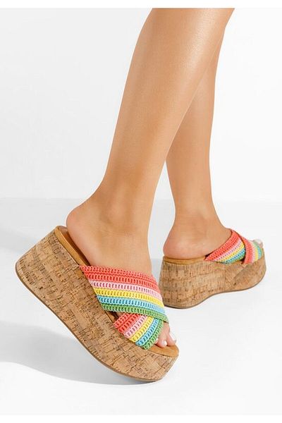 B T Shoes Papuci cu platformă Sousie multicolori