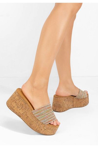 B T Shoes Papuci cu platforma Luysa multicolori