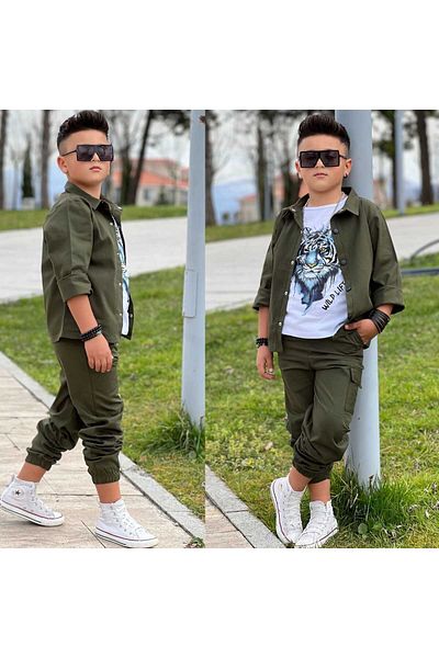 Kuzeyi Butik Men's Festive Gabardine Shirt, Trousers and Combed Cotton Suit
