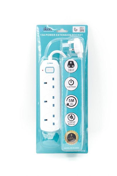 İkon IKON 3 Way Extension with Switch with 5 Meter Cable IK-203S