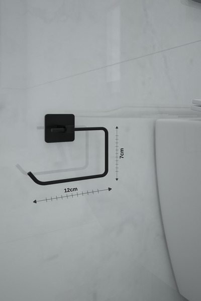 BellaBagno Jasmin Kare Siyah Yapışkanlı 4'lü Banyo Seti - Kağıtlık, Solo Havluluk, Kare Havluluk, Uzun Havluluk