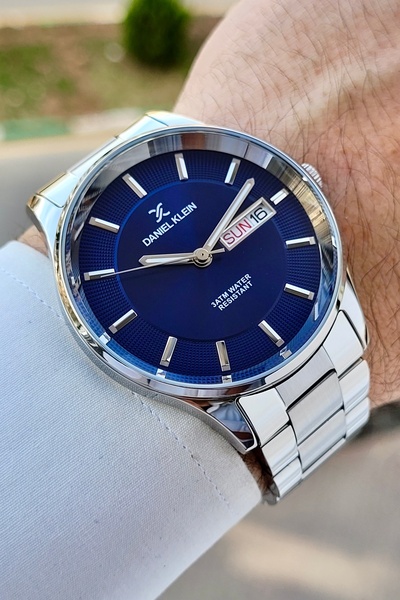 Daniel Klein 44mm Men's Wristwatch with Dial Navy Blue Strap Grey Color Adjus...