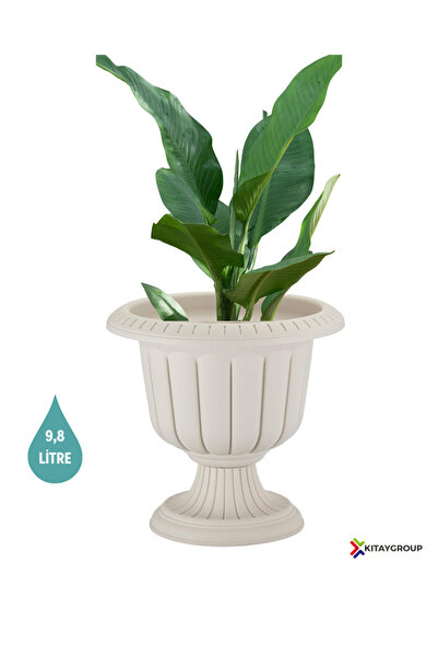 KıtayGroup Serinova Nergiz Saksı Dekoratif Kırık Beyaz Renk 9,8 Lt