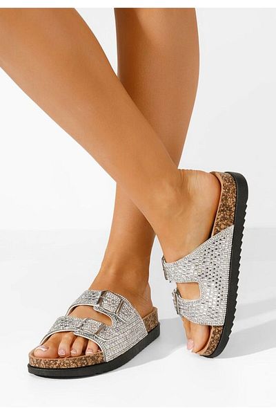 B T Shoes Papuci fara toc Amarissa argintii