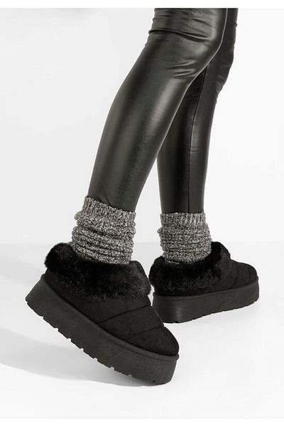 B T Shoes Dierra black platform slippers