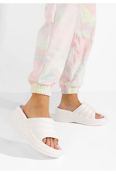 B T Shoes Papuci cu platformă Etana albi