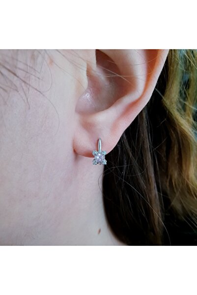 MAGRİB pembe taşlı gümüş çocuk küpesi