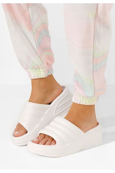 B T Shoes Papuci cu platformă Etana albi