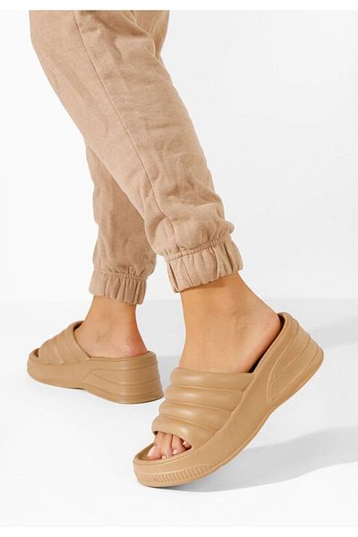 B T Shoes Etana khaki platform slippers