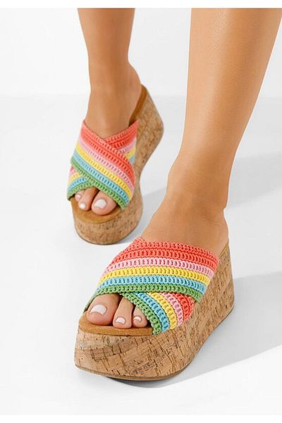 B T Shoes Papuci cu platformă Sousie multicolori