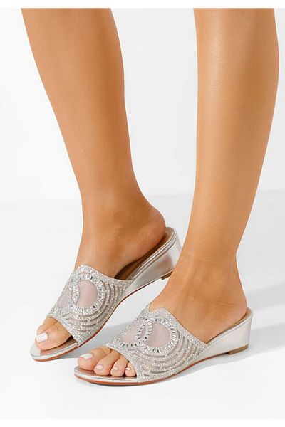 B T Shoes Papuci cu platforma Alaura argintii