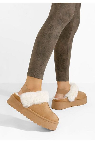 B T Shoes Edden platform slippers camel