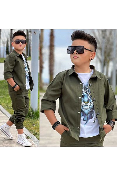 Kuzeyi Butik Men's Festive Gabardine Shirt, Trousers and Combed Cotton Suit