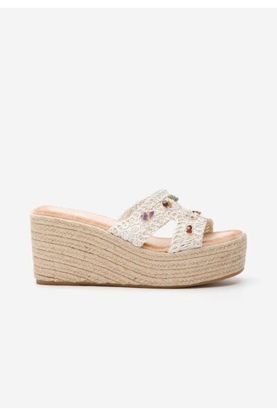 B T Shoes White Laurine platform slippers