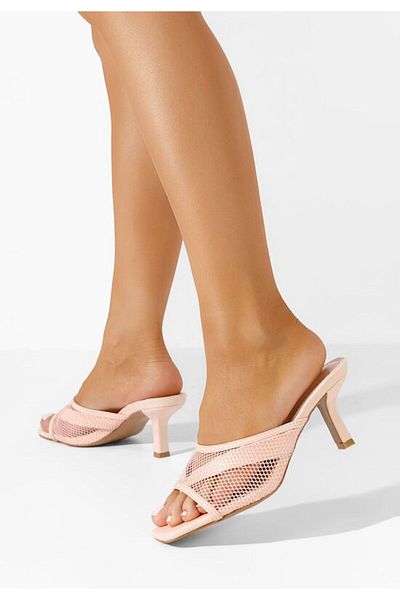 B T Shoes Amaira Pink Heeled Slippers
