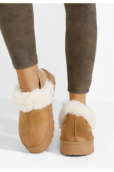 B T Shoes Edden platform slippers camel