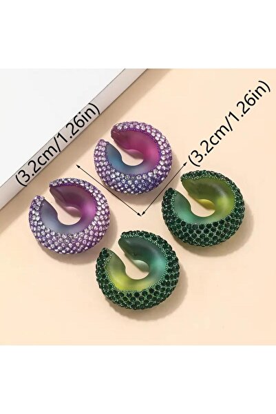 efstyle 1 ADET lila rengi taşlı kıkırdak küpesi ear cuff