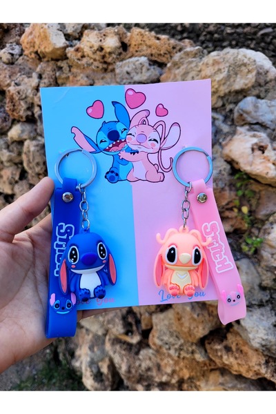 SARANG Set de 2 brelocuri D3 cu ambalaj personalizat Stitch Love