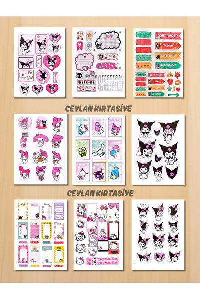 Ceylan Kırtasiye Sanrio Kuromi And Friends Sticker Sheets Hello Kitty Melody Cinnamoroll Kromi (9 PAGES)