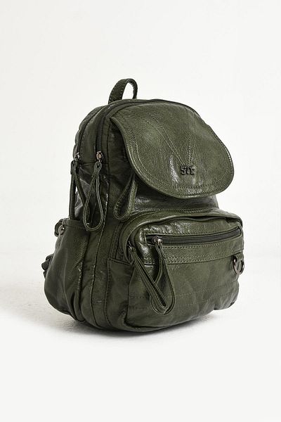 yuzuco Faux Leather Soft Woven Backpack Green (Model: 571-11-12H)