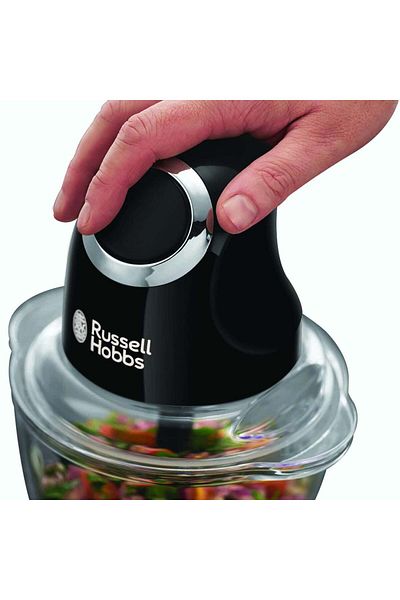 RUSSELL HOBBS Desire Matte Black Electric Mini Chopper with Glass Bowl & Stainless Steel Blade