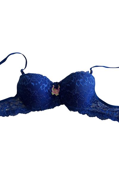 irem içgiyim Ebru Women's Unfilled Saks Blue Lace Bra