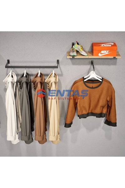 RAF MARKETİ 280*H220 Giyinme Odası Rafı,Lüx Askılık Sistemi, Mağaza Raf Sistemi,Butik Raf Sistemi