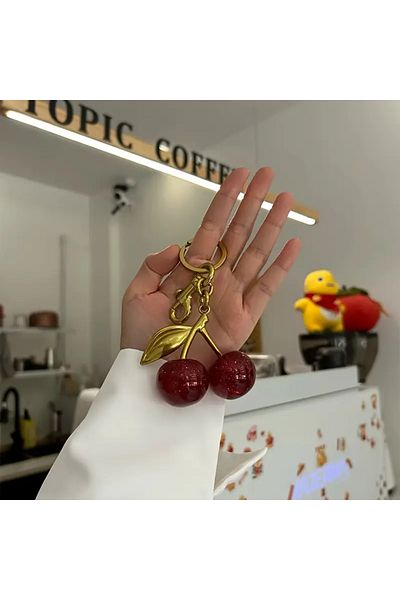 Kairon Accessories Cherry Bag Charm Glitter Cherry Bag Charm Bag Ornament Bag Accessory Keychain