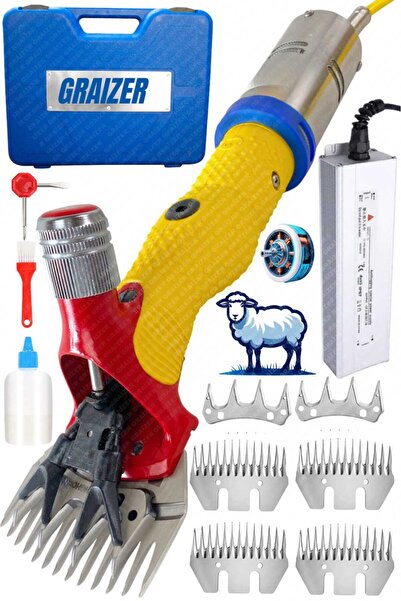 Graizer Rus Tipi Adaptörlü Koyun Makinesi Kirkma Makinasi 4 Tarak 2 Bıçak Bei...