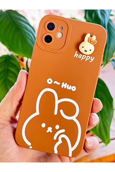 Fibaks İphone 11 Uyumlu Kılıf Tasarımlı Desenli Kamera Korumalı Happy Tavşan ...