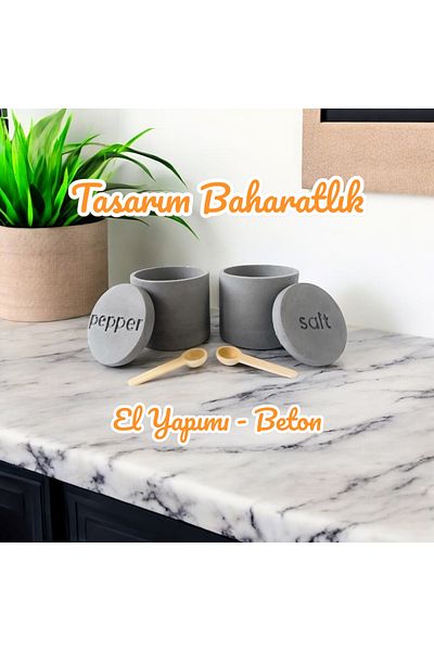 Bohemika Concrete Gray Spice Bowl and Salt-Pepper Set