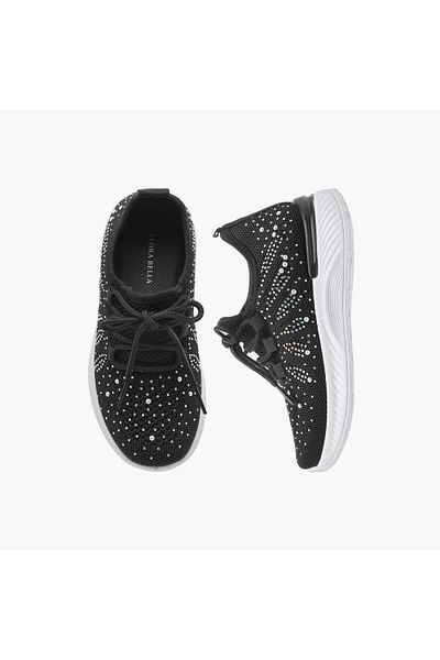 Flora Bella by Shoexpress Flora Bella Embellished Slip-On Sneakers with Lace Detail