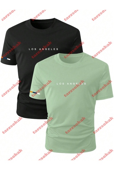 Tarzsokak تيشيرت صيفي رجالي - موديل 3879 - رقبة قريبة - كم قصير - للاستخدام ا...