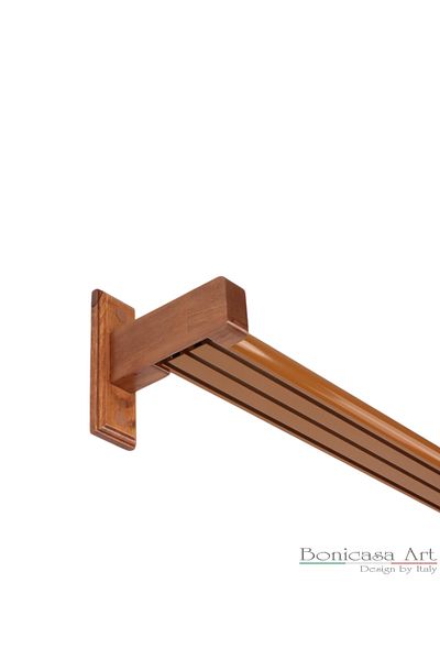BonicasaArt Napoli Cap din lemn 3 canale din aluminiu șină decorativă corină modernă rustică stejar